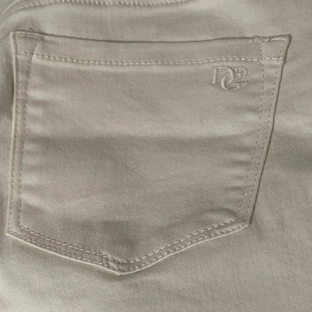 DG2 Diane Gilman Jeans  Sz 6 Cream Beige Denim Ankle Frayed Hem Stretch Boho - Picture 5 of 5